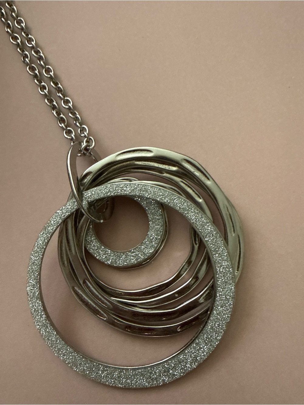 Carolyn Pollack Silver Multi-Ring Glitter Pendant Necklace